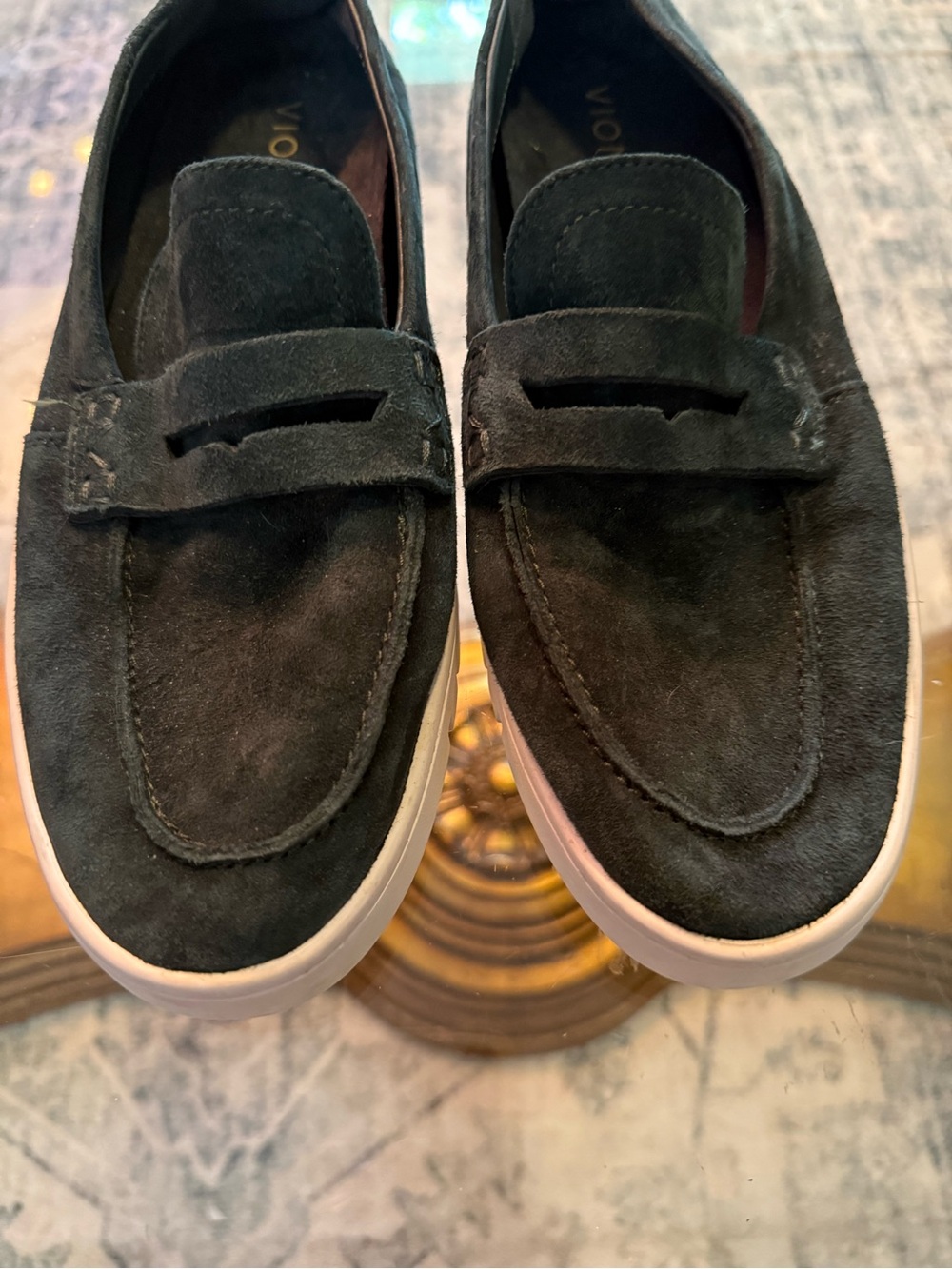 Vionic Uptown Loafer Black Suede Slip-On w/White Platform Sole Dark Academia 8.5 - Picture 4 of 9